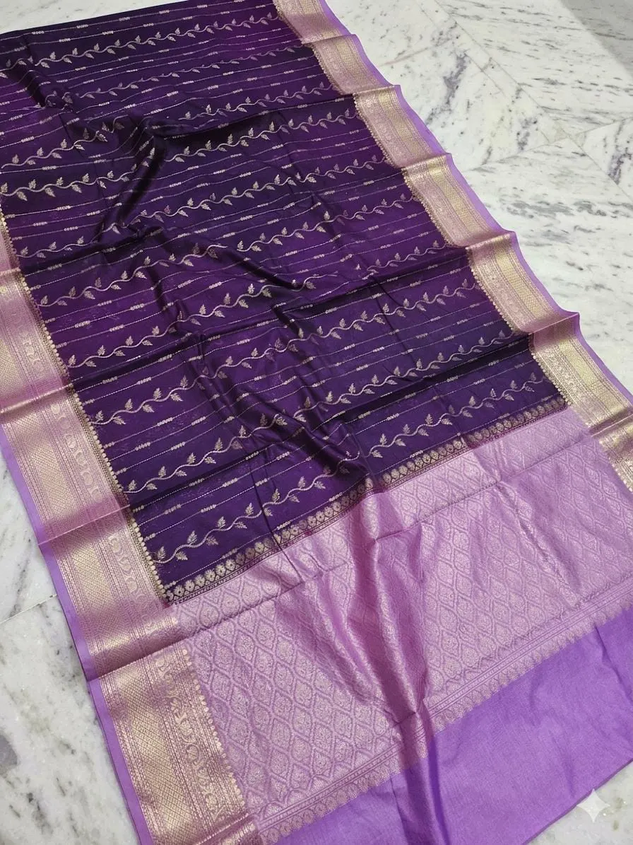 Royal Blue with Baby Pink Border Banarasi Soft Silk Saree